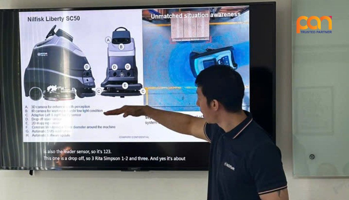 Pan Trading JSC tổ chức chương trình đào tạo nội bộ về công nghệ AI và Robot lau sàn tự động với chuyên gia đến từ tập đoàn Nilfisk